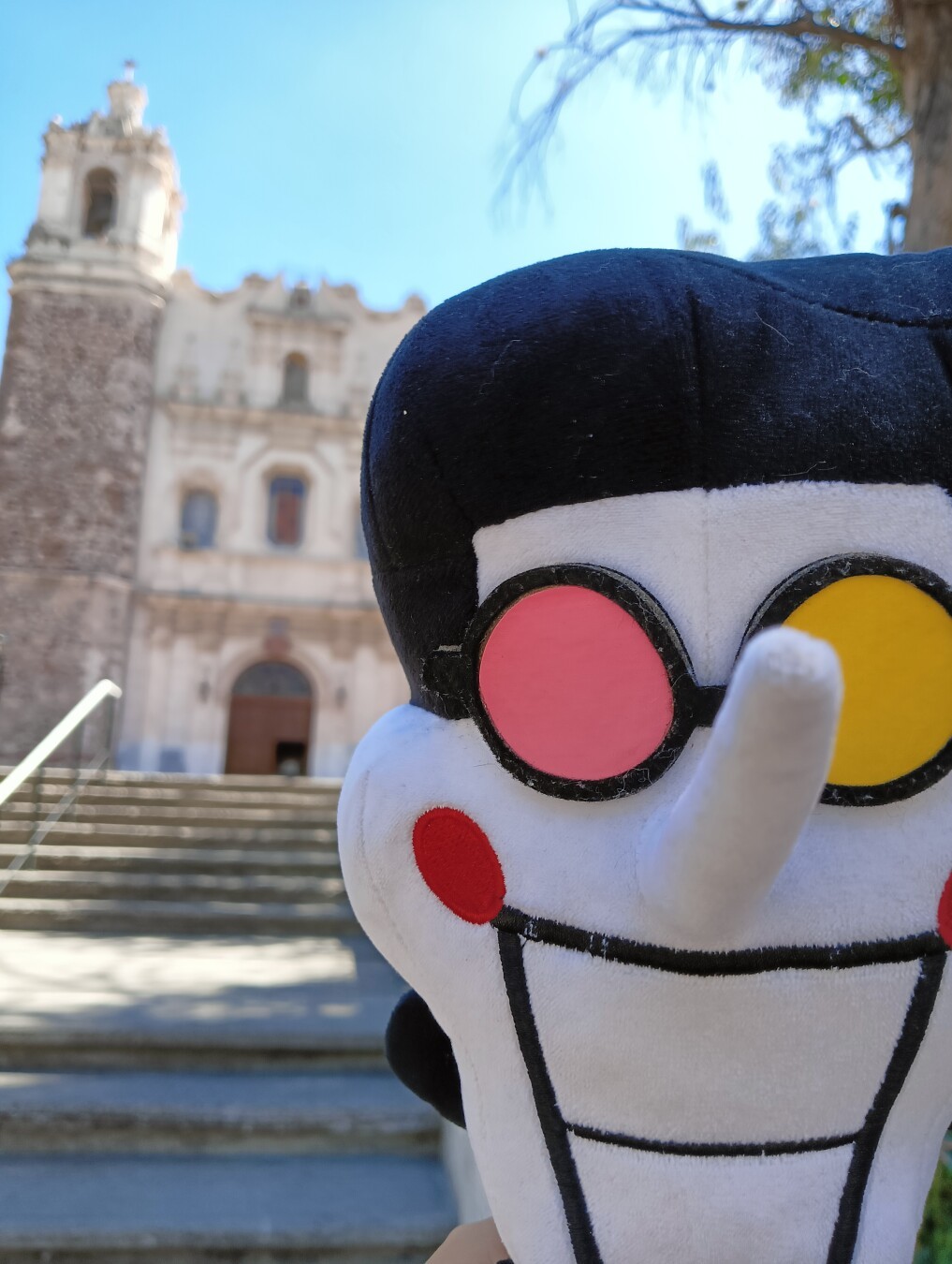 In front of an old stone temple of the franciscal order