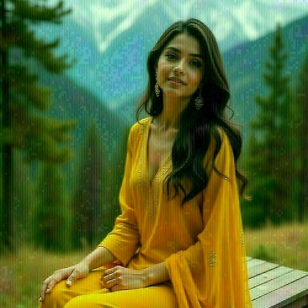 ✨ Golden vibes in the mountains 🌿⛰️ Serenity, elegance, and a touch of sunshine in every glance. 💛