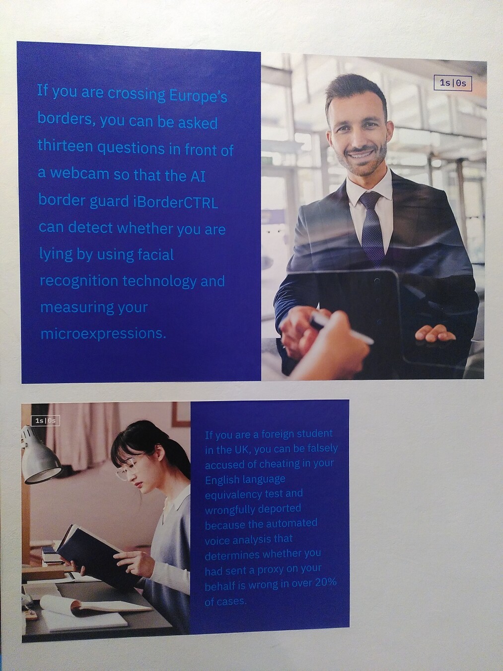 Various posters inform about discrimination against minorities, immigrants and migrants