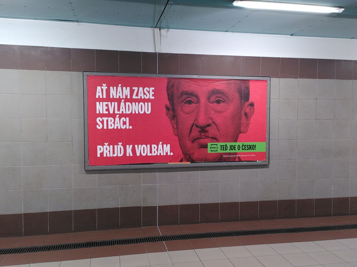 Election poster in czech language against Andrej Babiš