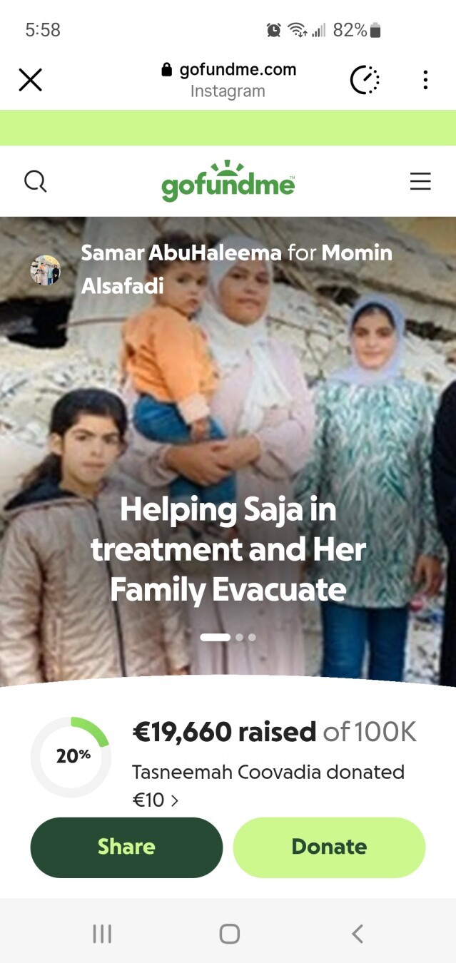 One of many suffering families, the Samars.

https://www.gofundme.com/f/helping-saja-in-treatment-and-her-family-evacuate?fbclid=PAQ0xDSwN4JBtleHRuA2FlbQIxMQBzcnRjBmFwcF9pZA81NjcwNjczNDMzNTI0MjcAAad0Pe7PupuyFMQhGdnGpg_95wALAcm-bZD16dFkOmu2zWzlwGvIOla1_3DOww_aem_51vmF24vMmCcmx6MfnOH0g